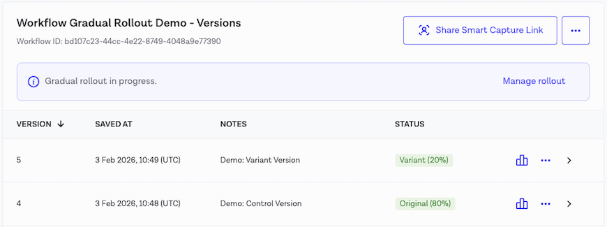 Gradual rollout percentages